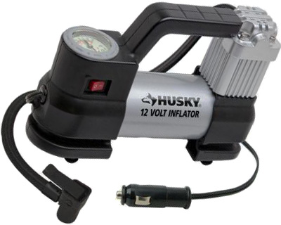 PORTABLE CAR AIR COMPRESSOR Husky Electric Outlet Compact Tire Pump Inflator
