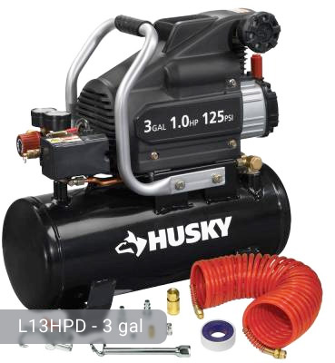 Husky 3 gal Air Compressor, L13HPD