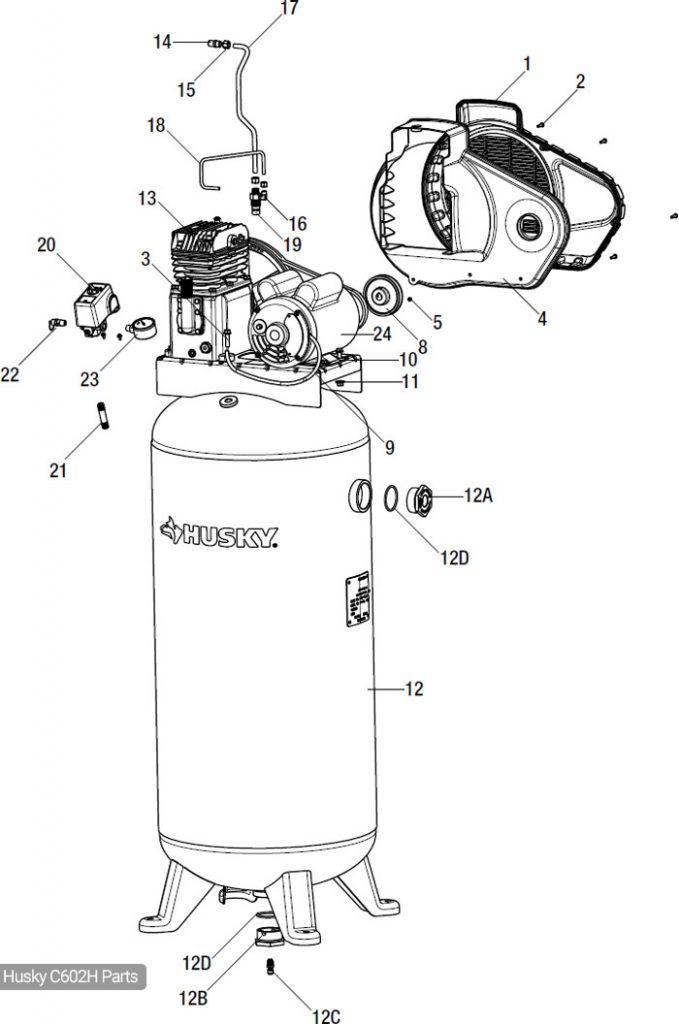 Husky 60 Gallon Air Compressor, C602H Parts