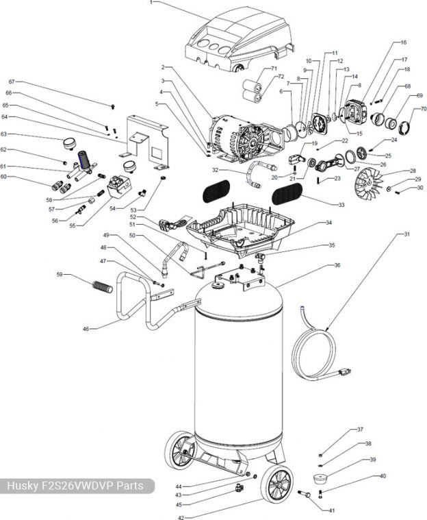 Husky 26 Gallon Air Compressor, F2S26VWDVP Parts