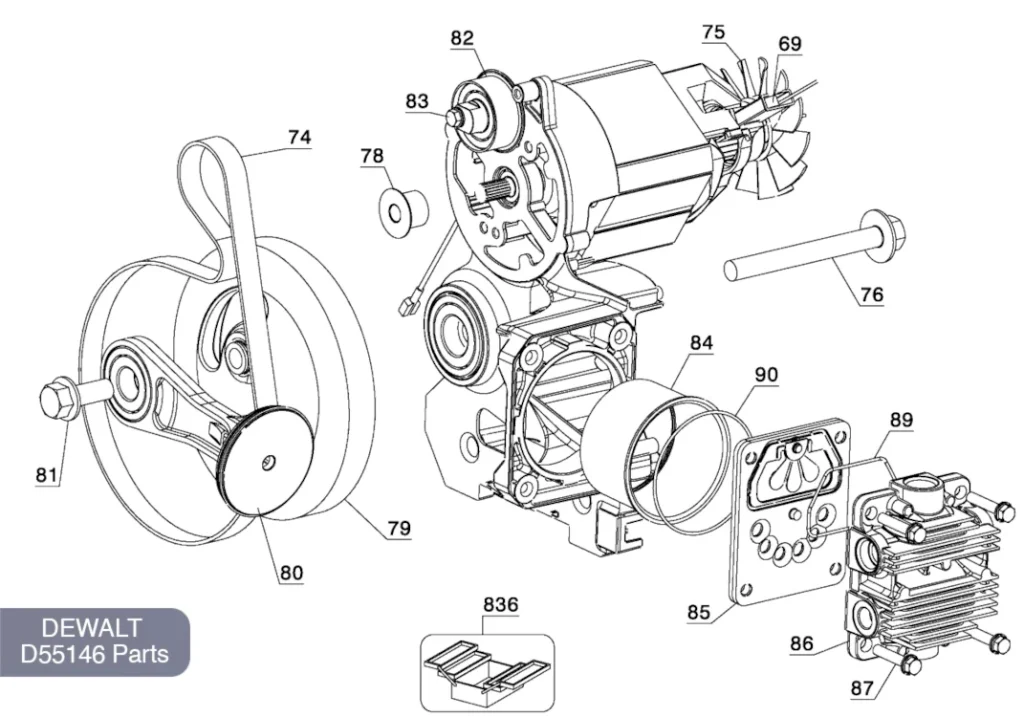 DEWALT 4.5 Gal Air Compressor D55146 pump parts