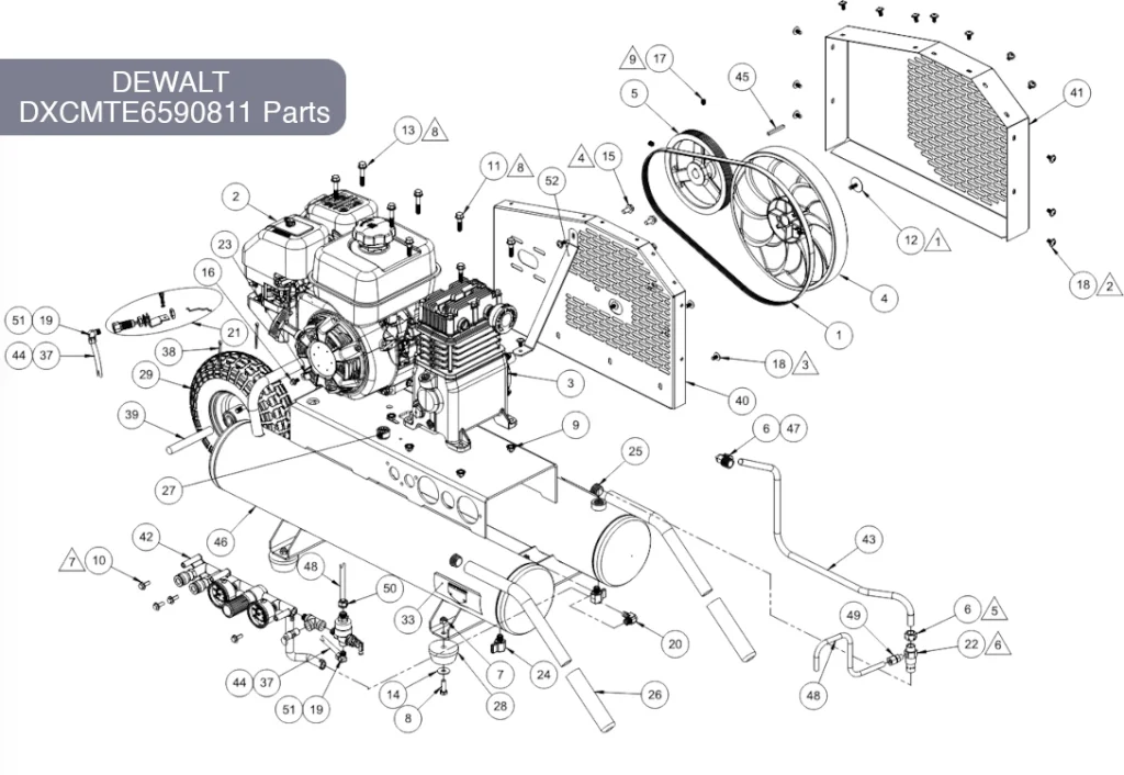 DEWALT 8 Gallon Kohler Gas Powered Wheelbarrow Air Compressor DXCMTE6590811 Parts