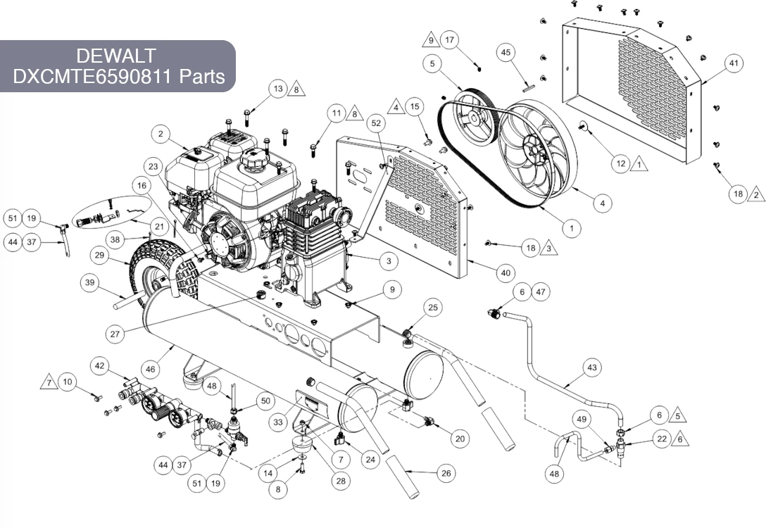 DEWALT 8 Gallon Gas Air Compressor DXCMTE6590811 Parts Diagram DEWALT 8 Gallon Gas Air Compressor DXCMTE6590811 Parts Diagram