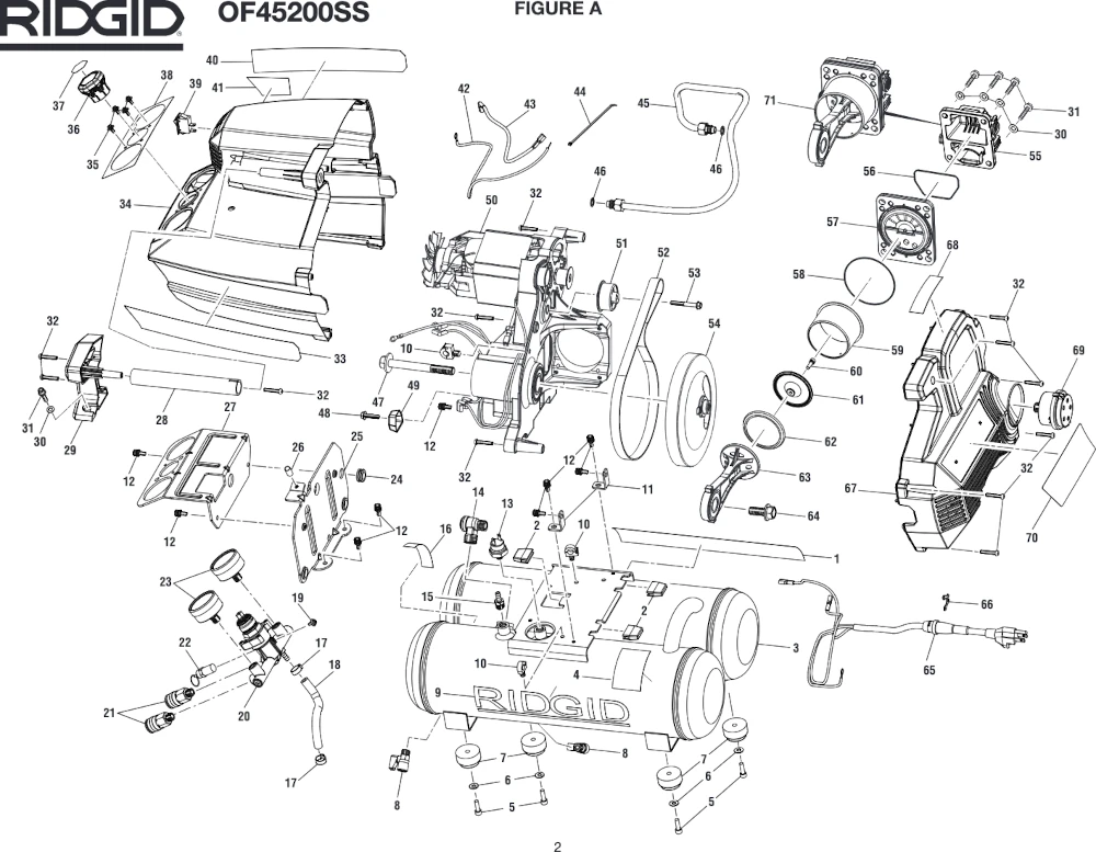  Ridgid 4.5 Gallon Air Compressor OF45200SS Parts