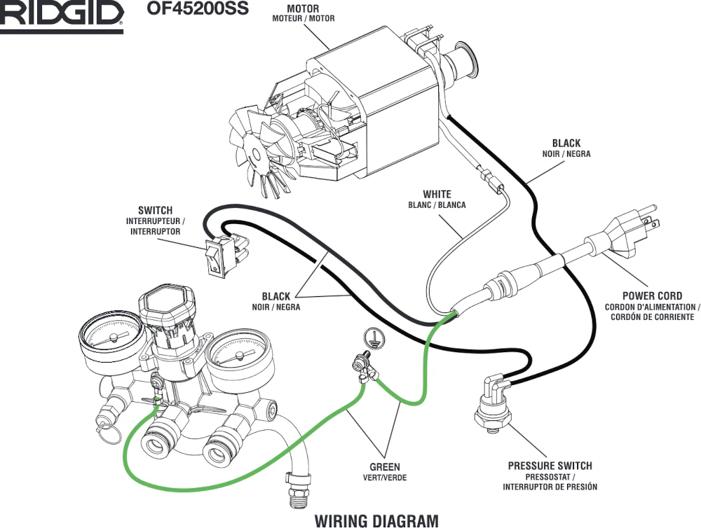 Ridgid 4.5 Gal Air Compressor, OF45200SS Wiring Diagram