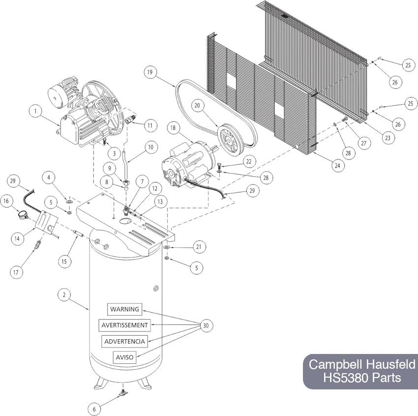 Campbell Hausfeld 80 Gal Air Compressor HS5380 Parts