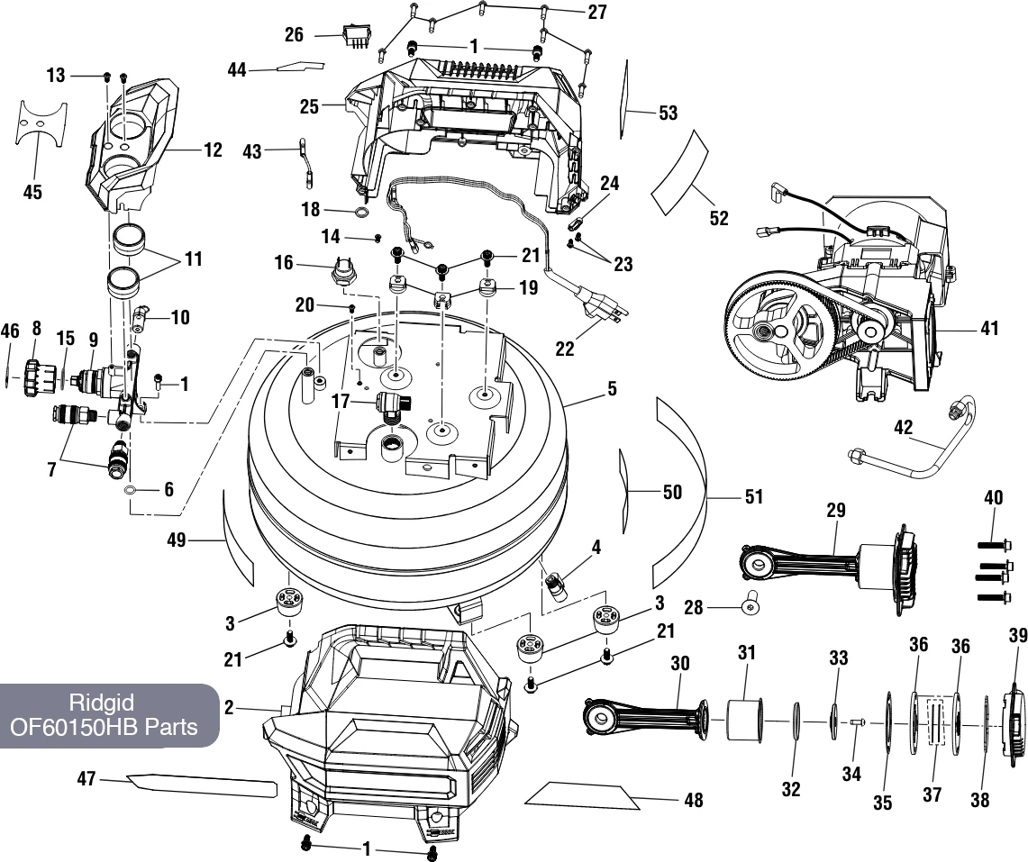Ridgid OF60150HB Parts 6 Gal Air Compressor