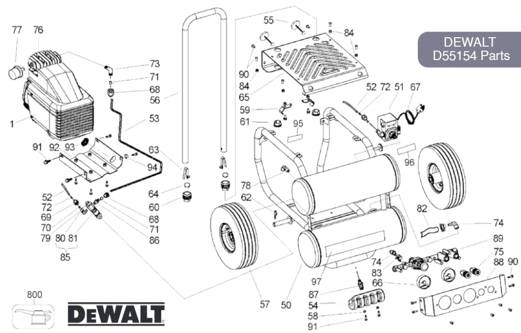 DEWALT D55154 Parts 4 Gal Air Compressor