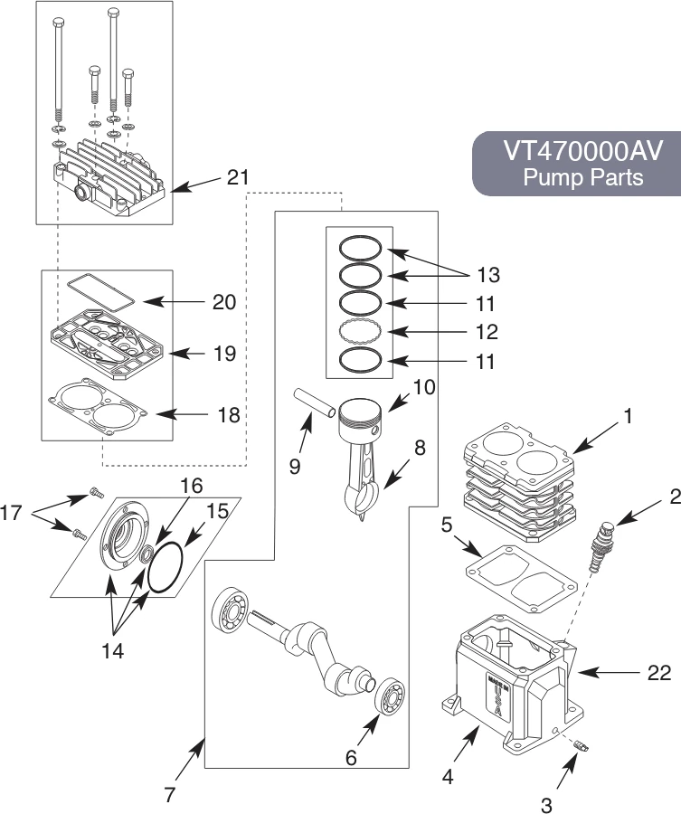 Pump VT470000AV Parts (for Ridgid GP90150A)
