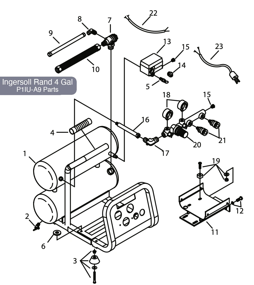Ingersoll Rand 4 Gal Air Compressor P1IU-A9 Parts Diagram