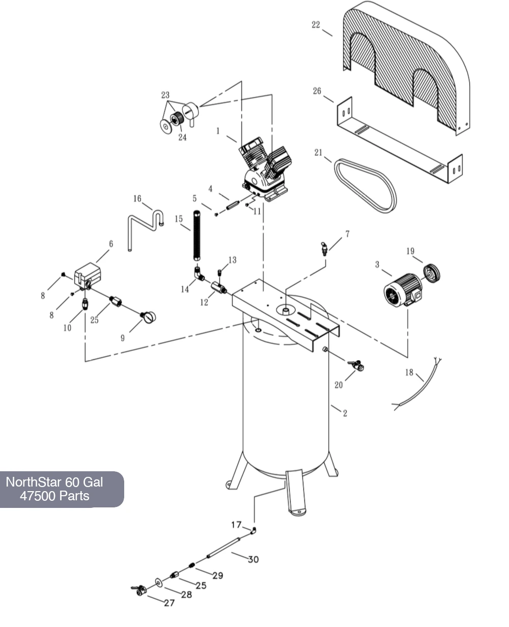 NorthStar 60 Gal Air Compressor 47500 Parts Diagram