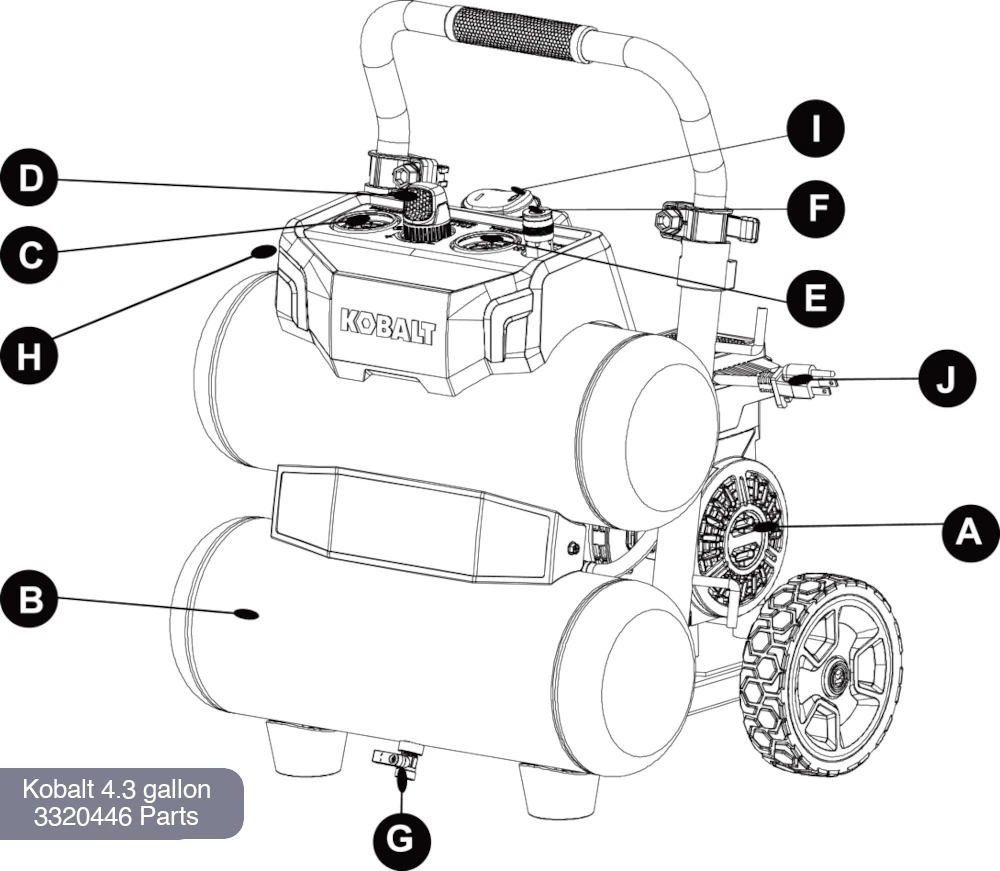 Kobalt 4.3 Gal Air Compressor Parts Diagram 3320446