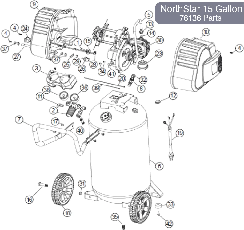 NorthStar 15 Gallon Air Compressor Parts Diagram - 76136