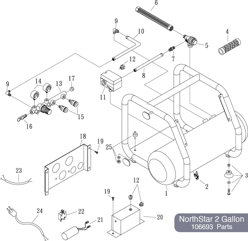 NorthStar 2 Gal Air Compressor  Parts Diagram - 106693