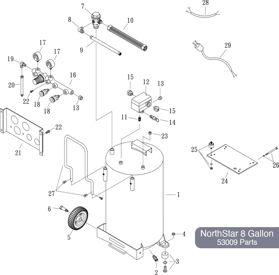 NorthStar 8 Gal Air Compressor 53009 Parts Diagram