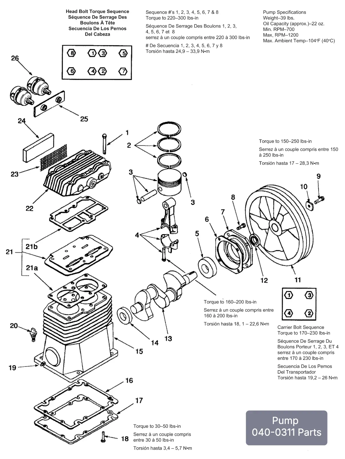 Pump 040-0311 Parts Diagram